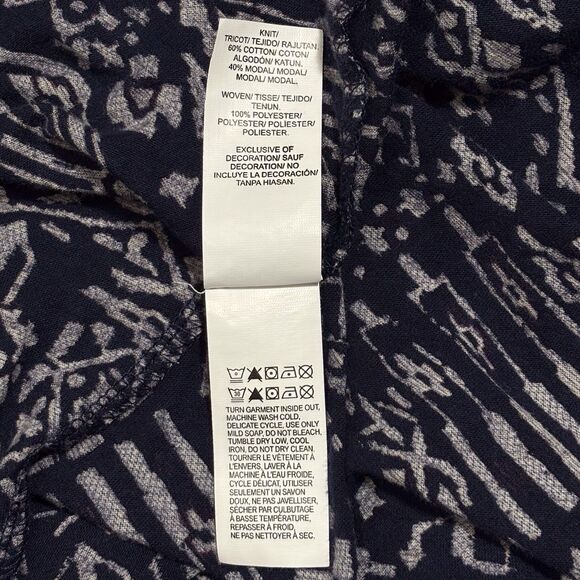 Lucky Brand Top Pintuck Split Neck Women’s 1X Blue Flowy Boho Blouse Semi Sheer - Picture 8 of 8